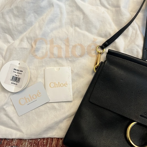 Chloe Black Leather Shoulder Bag with Gold Ring Hardware - Picture 7 of 7